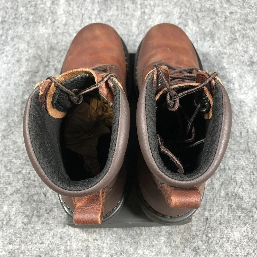 Vintage 2007 Red Wing EH Work Boots Mens 8D Brown Leather USA Made Lace Up
